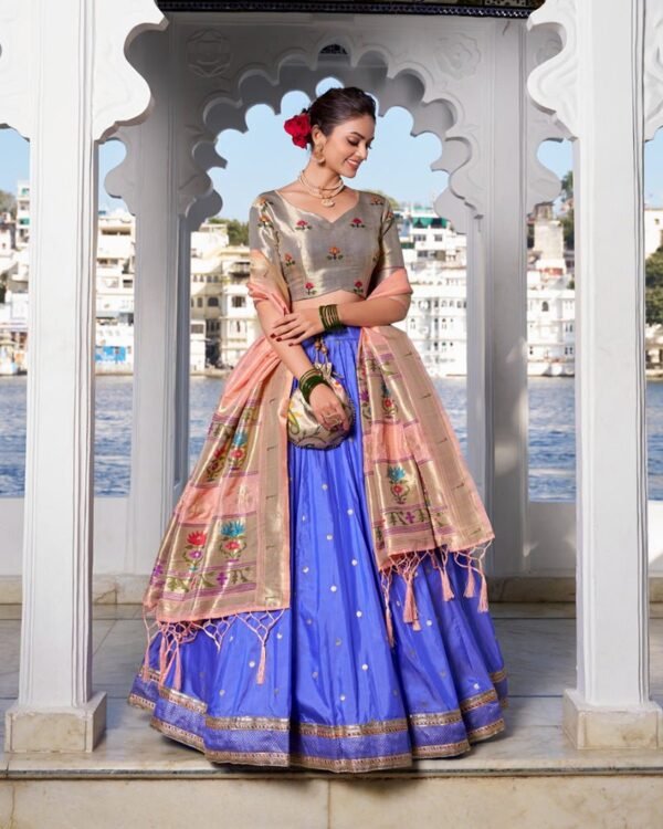 Blue Color Jacquard silk Lehenga Choli image 3